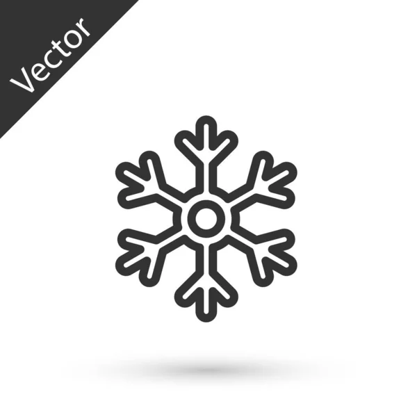 Linha Cinza Ícone Floco Neve Isolado Fundo Branco Ilustração Vetorial — Vetor de Stock