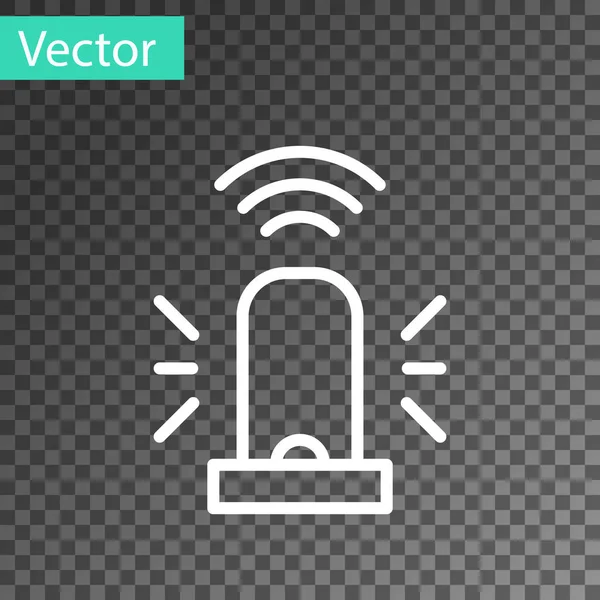 Weiße Linie Smart Flasher Sirenensystem Symbol Isoliert Auf Transparentem Hintergrund — Stockvektor