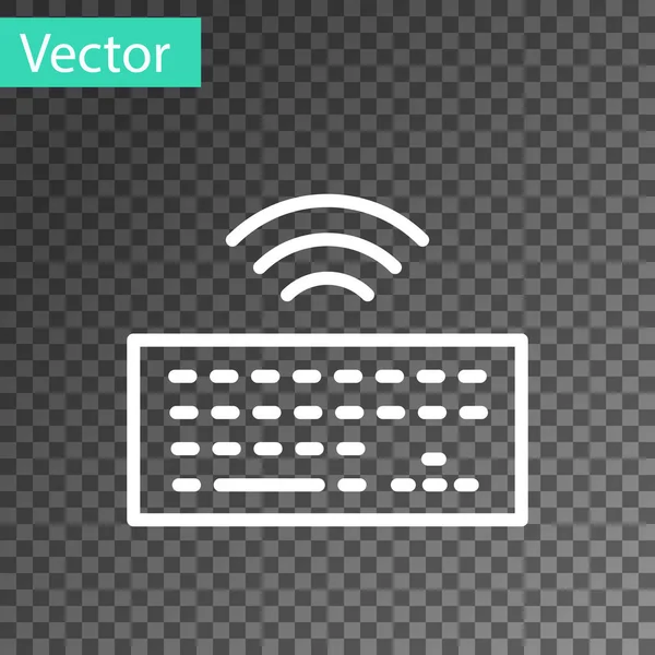 Weiße Linie Drahtlose Computertastatur Symbol Isoliert Auf Transparentem Hintergrund Komponenten — Stockvektor