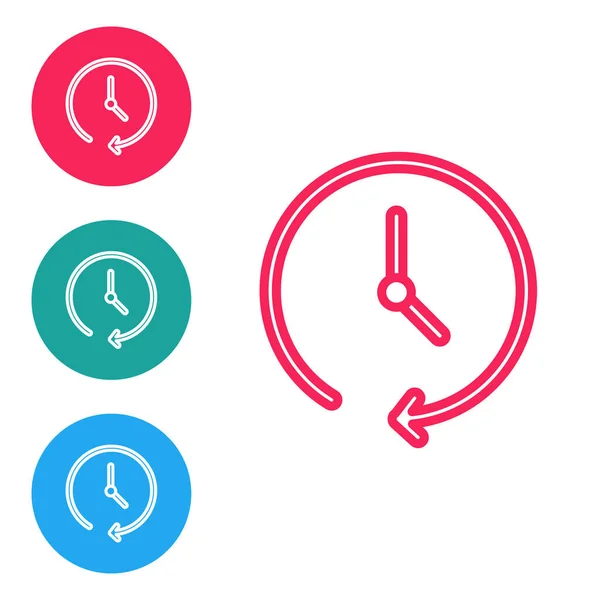 Ligne Rouge Icône Horloge Isolé Sur Fond Blanc Symbole Temporel — Image vectorielle