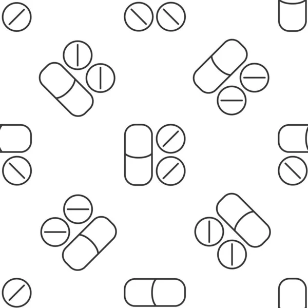 Linea Grigia Dentifricio Icona Compressa Antidolorifico Isolato Modello Senza Soluzione — Vettoriale Stock