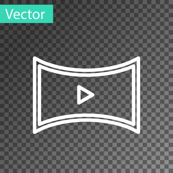 Línea Blanca Icono Vídeo Reproducción Línea Aislado Sobre Fondo Transparente — Vector de stock