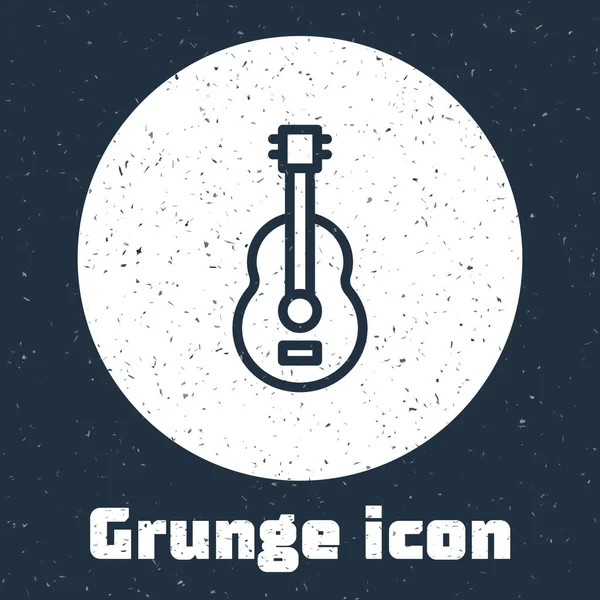 Grunge Line Ícone Guitarra Espanhol Isolado Fundo Cinza Guitarra Acústica — Vetor de Stock