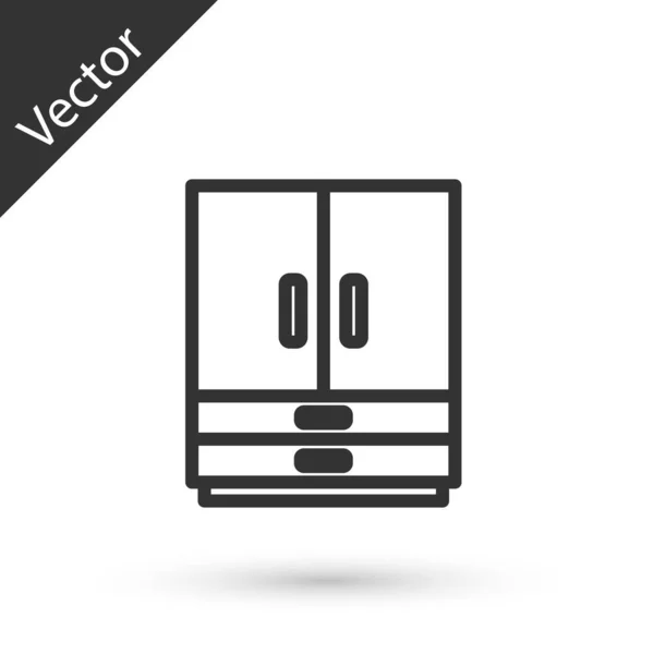 Grey Line Wardrobe Icon Isolated White Background Vector — Stock Vector