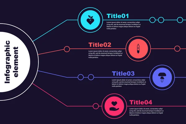 Set Corazón Pipeta Champiñón Mano Plantilla Infografía Empresarial Vector — Vector de stock