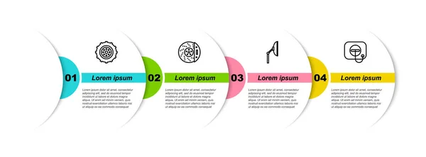 Set Line Autorad Bremsscheibe Mit Bremssattel Scheibenwischer Und Tankdeckel Geschäftsinfografische — Stockvektor