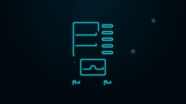 Parlayan neon hattı yiyecek ve içecek otomatiği otomatikman siyah arka planda izole edilmiş ikon satıyor. 4K Video hareketli grafik canlandırması