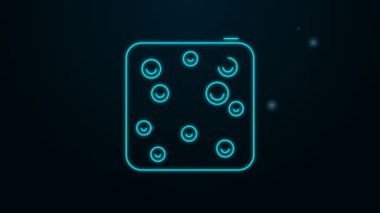 Parlayan neon hattı bira baloncukları simgesi siyah arkaplanda izole edildi. 4K Video hareketli grafik canlandırması