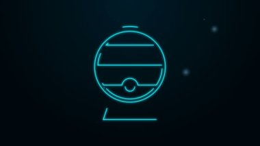 Siyah arka planda izole edilmiş durdurma simgesi olan parlayan neon hattı ahşap fıçı. 4K Video hareketli grafik canlandırması