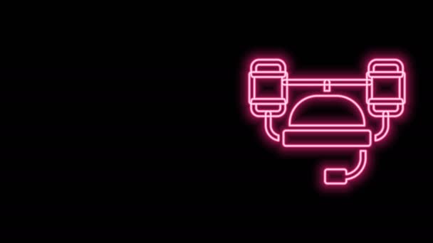 Gloeiende neon lijn Bierhelm of hand vrij voor drank pictogram geïsoleerd op zwarte achtergrond. 4K Video motion grafische animatie — Stockvideo