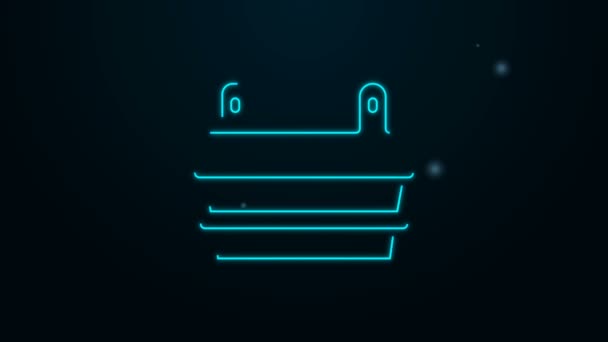 Glowing neon line Sauna bucket icon isolated on black background. Animasi grafis gerak Video 4K — Stok Video