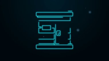 Parlayan neon hattı sauna ahşap hamam ikonu siyah arka planda izole edilmiş. Isı spa rahatlatıcı terapi banyosu ve sıcak buhar sağlık hizmeti, rahatlama terapisi. 4K Video hareketli grafik canlandırması