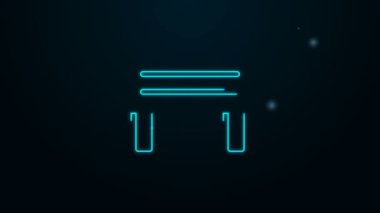 Parlayan neon hattı sauna ahşap ikonu siyah arkaplanda izole edildi. 4K Video hareketli grafik canlandırması