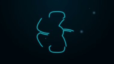 Parlayan neon hattı çiçek simgesi siyah arkaplanda izole edildi. 4K Video hareketli grafik canlandırması