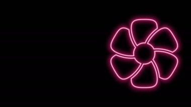 Parlayan neon hattı çiçek simgesi siyah arkaplanda izole edildi. 4K Video hareketli grafik canlandırması
