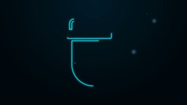 Parlayan neon hattı sauna eldiven simgesi siyah arkaplanda izole edildi. Kaplıca eldiveni. 4K Video hareketli grafik canlandırması