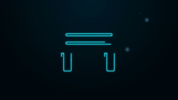 Glowing neon line Sauna wood bench icon isolated on black background. 4K Video motion graphic animation — Stock Video