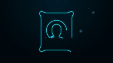 Parlayan neon hattı Hıristiyan simgesi siyah arka planda izole edildi. 4K Video hareketli grafik canlandırması