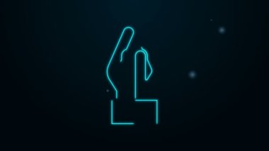 Parlayan neon hattı Eller dua pozisyonunda siyah arkaplanda izole edilmiş ikon. Tanrı 'ya inanç ve umutla dua edin. 4K Video hareketli grafik canlandırması