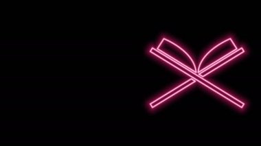 Parlayan neon hattı kutsal Kur 'an ikonu kara arka planda izole edildi. Müslüman bayramı, Kurban Bayramı, Kurban Bayramı, Ramazan Kareem. 4K Video hareketli grafik canlandırması