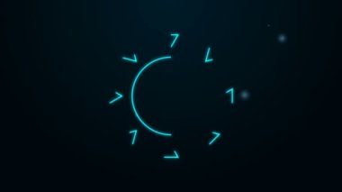 Parlayan neon çizgi simgesi siyah arkaplanda izole edildi. Yaz sembolü. Güneşli bir gün. 4K Video hareketli grafik canlandırması