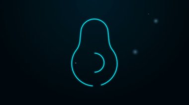 Parlayan neon hattı Avocado meyve simgesi siyah arkaplanda izole edildi. 4K Video hareketli grafik canlandırması