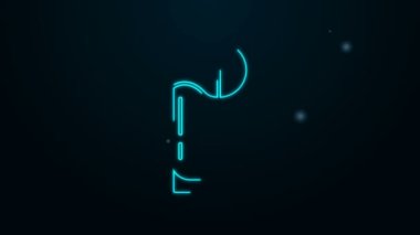 Siyah arka planda izole edilmiş limon ikonu olan parlak neon çizgili tekila camı. Meksika alkolü. 4K Video hareketli grafik canlandırması