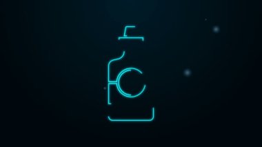 Parlayan neon hattı tekila şişesi simgesi siyah arka planda izole edildi. Meksika alkolü. 4K Video hareketli grafik canlandırması