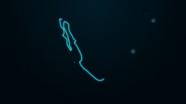 Parlayan neon hattı Meksika ikonu haritası siyah arka planda izole edildi. 4K Video hareketli grafik canlandırması