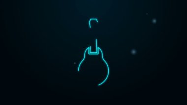 Parlayan neon hattı Meksika gitar ikonu siyah arka planda izole edildi. Akustik gitar. Telli müzik aleti. 4K Video hareketli grafik canlandırması