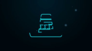 Parlayan neon hattı Geleneksel Meksika sombrero şapka ikonu siyah arka planda izole edildi. 4K Video hareketli grafik canlandırması