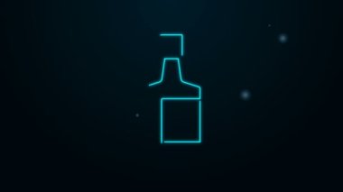 Parlayan neon hattı tekila şişesi simgesi siyah arka planda izole edildi. Meksika alkolü. 4K Video hareketli grafik canlandırması