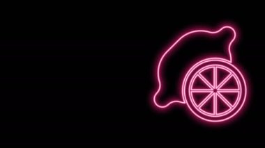 Parlayan neon hattı Lemon simgesi siyah arkaplanda izole edildi. 4K Video hareketli grafik canlandırması