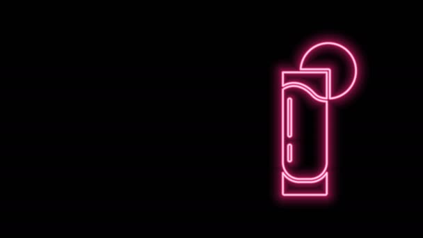 Gloeiende neon lijn Tequila glas met citroen pictogram geïsoleerd op zwarte achtergrond. Mexicaanse alcohol drank. 4K Video motion grafische animatie — Stockvideo