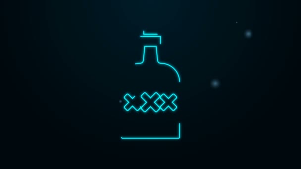 Icono de la botella de tequila de línea de neón brillante aislado sobre fondo negro. Bebida de alcohol mexicano. Animación gráfica de vídeo 4K — Vídeos de Stock