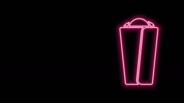 Glowing neon line Burrito icon isolated on black background. Traditional mexican fast food. 4K Video motion graphic animation — Stock Video