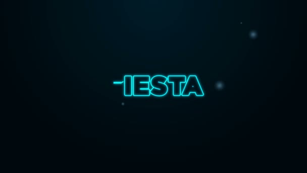 Gloeiende neon lijn Fiesta icoon geïsoleerd op zwarte achtergrond. 4K Video motion grafische animatie — Stockvideo