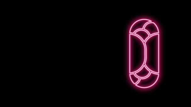 Glowing neon line Burrito icon isolated on black background. Traditional mexican fast food. 4K Video motion graphic animation — Stock Video