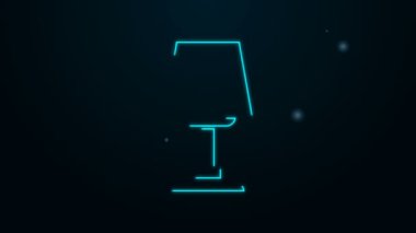 Parlayan neon çizgisi masa lambası simgesi siyah arkaplanda izole edildi. Masa lambası. 4K Video hareketli grafik canlandırması
