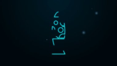 Parlayan neon hattı yer lambası simgesi siyah arkaplanda izole edildi. 4K Video hareketli grafik canlandırması