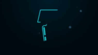 Parlayan neon çizgisi masa lambası simgesi siyah arkaplanda izole edildi. Masa lambası. 4K Video hareketli grafik canlandırması