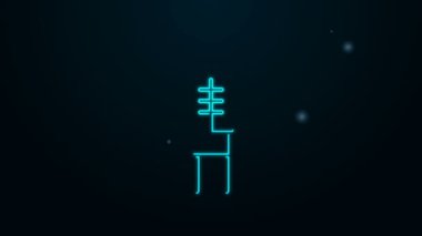 Parlayan neon hattı Işık diyot ikonu yalıtımı siyah arkaplan üzerinde izole. Yarı iletken diyot elektrik bileşeni. 4K Video hareketli grafik canlandırması