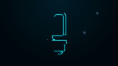 Parlayan neon hattı LED ampul simgesi siyah arkaplanda izole edildi. Ekonomik LED ışıklı ampul. Enerji lambasını sakla. 4K Video hareketli grafik canlandırması