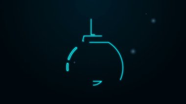 Parlayan neon hattı Chandelier simgesi siyah arkaplanda izole edildi. 4K Video hareketli grafik canlandırması