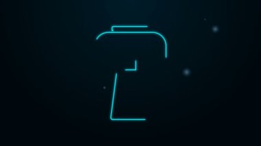 Parlayan neon çizgisi masa lambası simgesi siyah arkaplanda izole edildi. Masa lambası. 4K Video hareketli grafik canlandırması