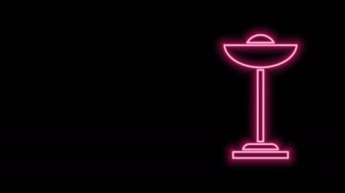 Parlayan neon hattı yer lambası simgesi siyah arkaplanda izole edildi. 4K Video hareketli grafik canlandırması