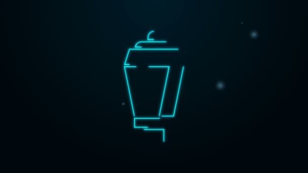 Glowing neon line Garden light lamp icon isolated on black background. Solar powered lamp. Lantern. Street lamp. 4K Video motion graphic animation — Stock Video