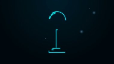 Parlayan neon hattı yer lambası simgesi siyah arkaplanda izole edildi. 4K Video hareketli grafik canlandırması