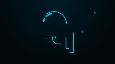 Parlak neon çizgili lamba ya da siyah arkaplanda izole edilmiş lamba simgesi. Duvar lambası ışığı. 4K Video hareketli grafik canlandırması