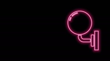 Parlak neon çizgili lamba ya da siyah arkaplanda izole edilmiş lamba simgesi. Duvar lambası ışığı. 4K Video hareketli grafik canlandırması